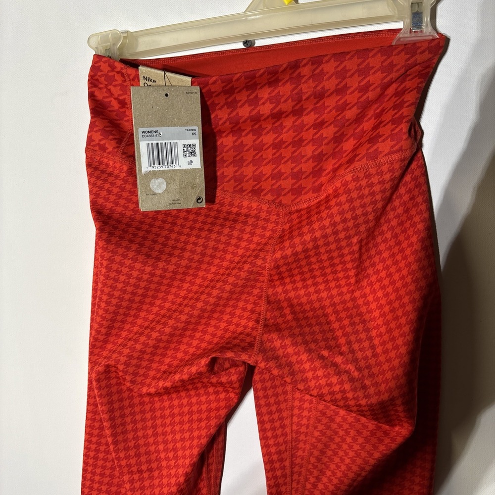 Nike One Women's Red Houndstooth Training‎ Tights XS NWT DD0493-673